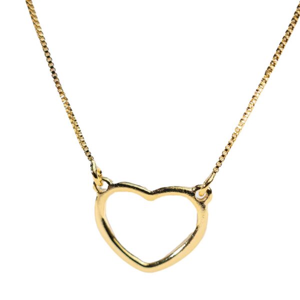 Colar coração vazado com banho em ouro 18k - CL-004