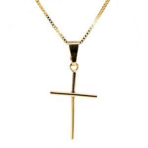 Colar Cruz M com banho de ouro 18k - CL-005
