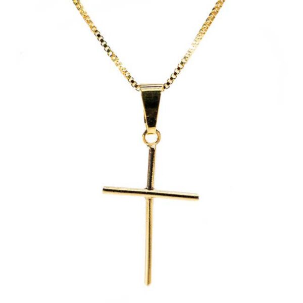 Colar Cruz M com banho de ouro 18k - CL-005