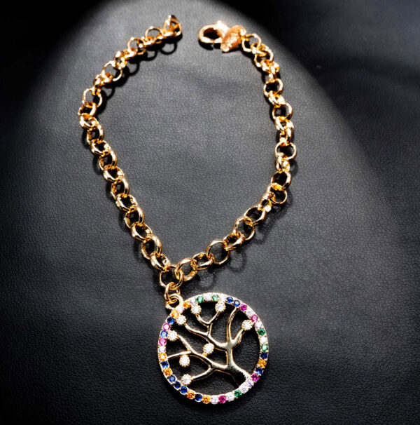 Pulseira árvore da vida com micro zircônias ouro 18k - Image 2