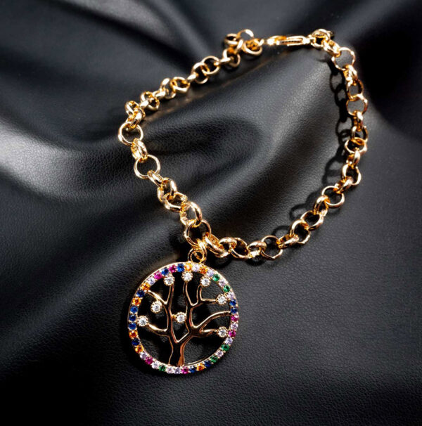 Pulseira árvore da vida com micro zircônias ouro 18k - Image 3