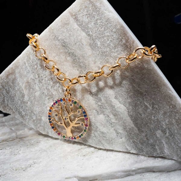 Pulseira árvore da vida com micro zircônias ouro 18k - Image 4