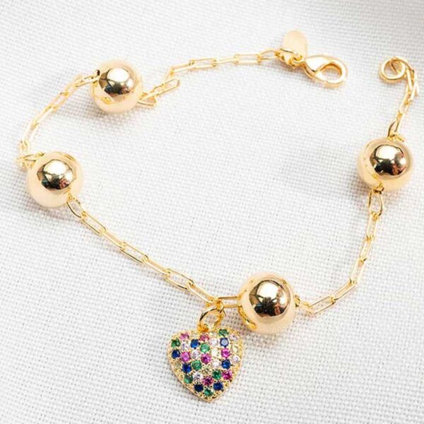 Pulseira coração com micro zircônias - PUL-005