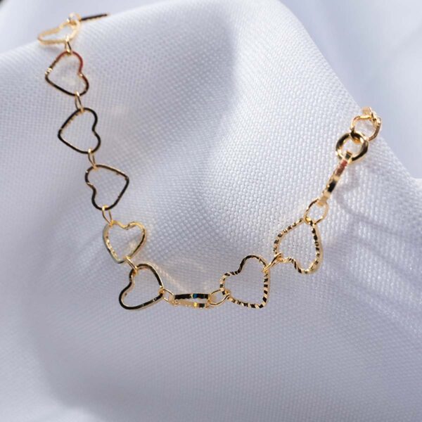Pulseira Corações Diamantados banhado a ouro 18k PUL-008 - Image 6
