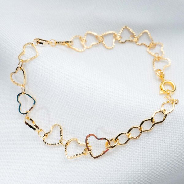 Pulseira Corações Diamantados banhado a ouro 18k PUL-008