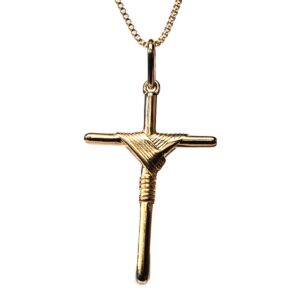 Colar Veneziana com pingente de Cruz banhado a ouro 18k