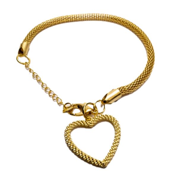 Pulseira banhada a ouro 18k + ping. de coração diamantado PUL-017 - Image 6
