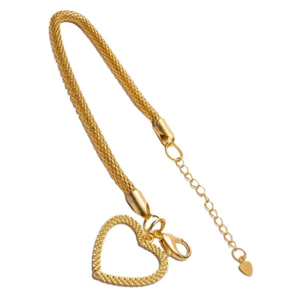 Pulseira banhada a ouro 18k + ping. de coração diamantado PUL-017 - Image 5