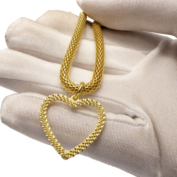 Pulseira banhada a ouro 18k + ping. de coração diamantado PUL-017 - Image 8