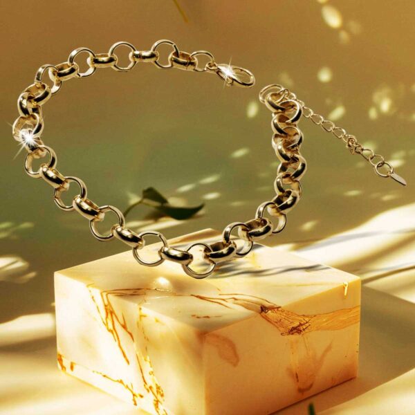 Pulseira Elo Português lisa banhada a ouro 18K Semijoia PUL-025 - Image 6