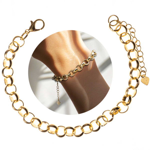 Pulseira Elo Português lisa banhada a ouro 18K Semijoia PUL-025 - Image 2
