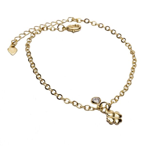 Pulseira Corrente Elo Redondo com pingente de Trevo da sorte - PUL-028 - Image 3