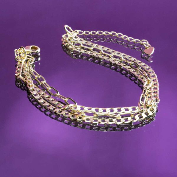Pulseira Tripla corrente banhada a ouro 18k Semijoia PUL-022 - Image 8