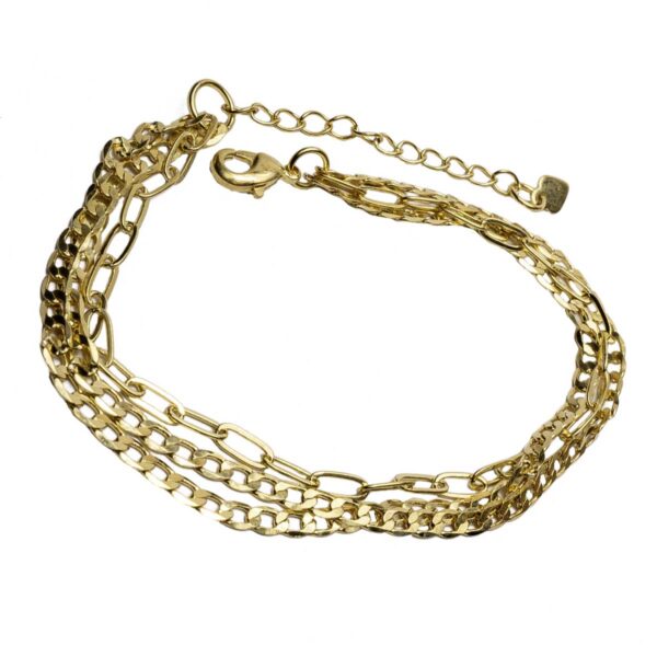 Pulseira Tripla corrente banhada a ouro 18k Semijoia PUL-022 - Image 6