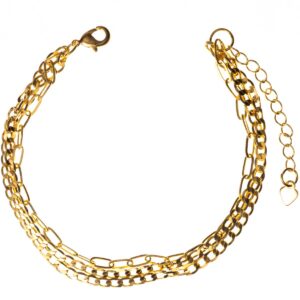 Pulseira Tripla corrente banhada a ouro 18k Semijoia PUL-022