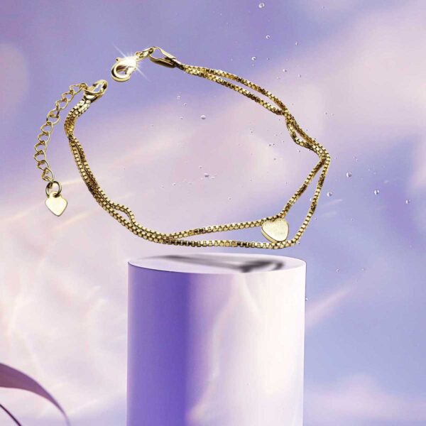 Pulseira veneziana com coração banahada  a ouro 18k Semijoia - PUL_027 - Image 5