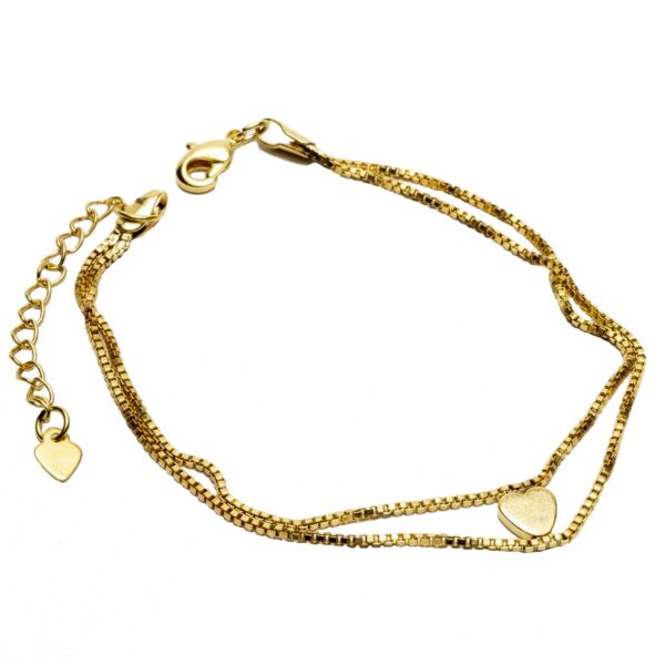 Pulseira veneziana com coração banahada  a ouro 18k Semijoia - PUL_027 - Image 3