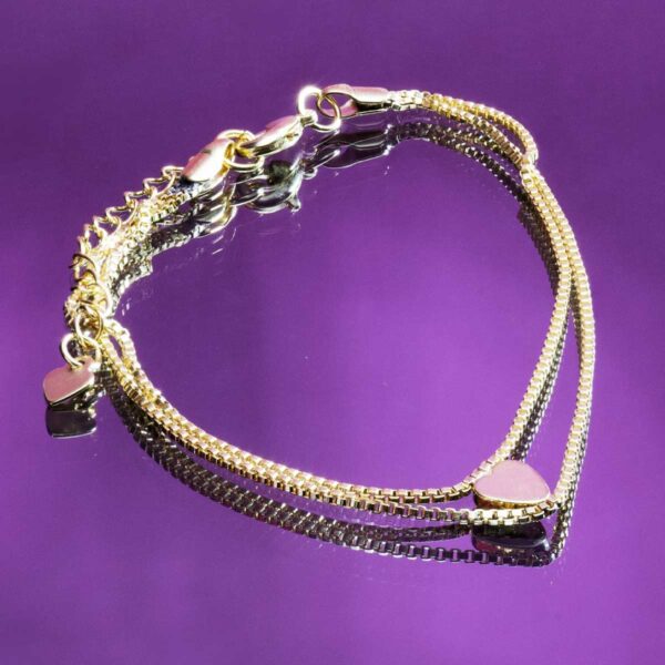 Pulseira veneziana com coração banahada  a ouro 18k Semijoia - PUL_027 - Image 6