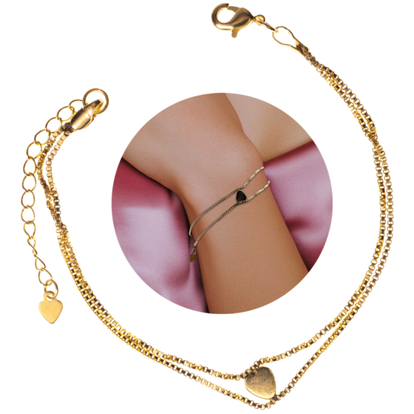 Pulseira veneziana com coração banahada  a ouro 18k Semijoia - PUL_027 - Image 7